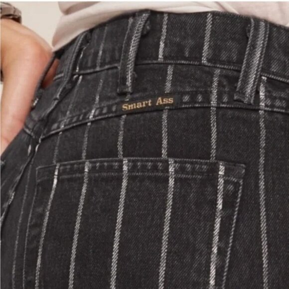 Reformation Roper Smart Ass Jeans High Rise Crop Sulu Pinstripe Size 26 - Picture 7 of 7